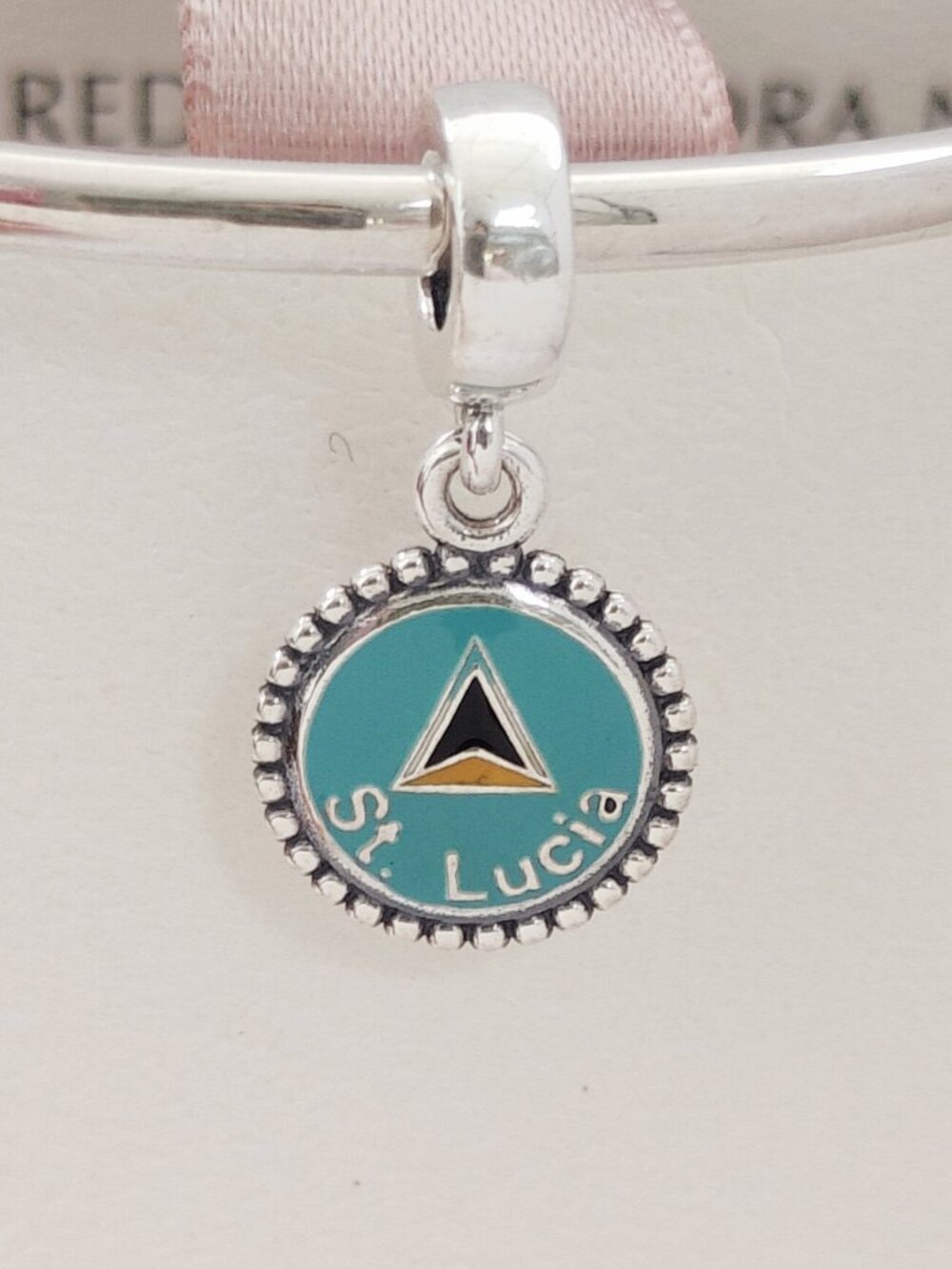 Pandora Saint Lucia Flag Exclusive Dangle Charm with box